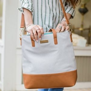 Microsuede Tote Handbag | Crossbody | White Elm